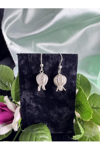 Gül motifi 925 ayar telkari gümüş küpe