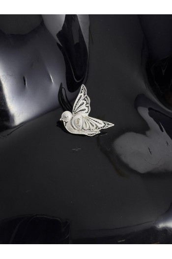 güvercin motifi El Işi Telkari Gümüş Broş & Yaka İğnesi 