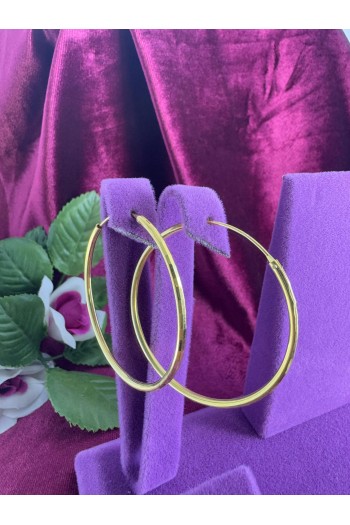 Halka model 925 ayar sade altın suyu kaplama gümüş küpe