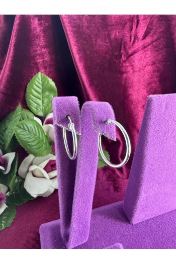 Halka model 925 ayar sade gümüş küpe