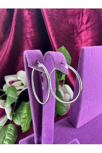 Halka model 925 ayar sade gümüş küpe