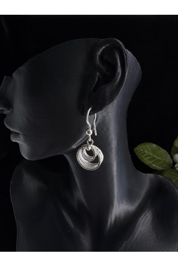 halka model motifi sallantılı model el işi telkari gümüş küpe 