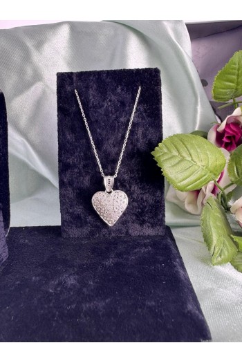 kabarmalı kalp motifi el işi telkari gümüş kolye