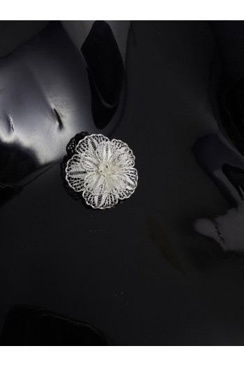 Kadife Çiçeği motifi El Işi Telkari Gümüş Broş & Yaka İğnesi 