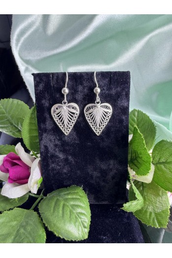 Kalp motifi 925 ayar telkari gümüş küpe