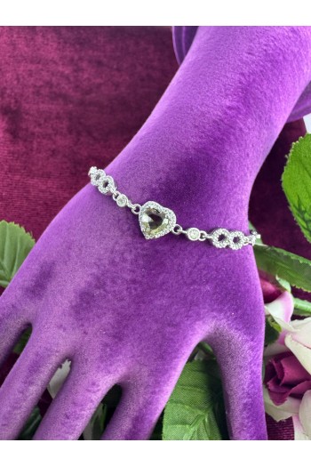 kalp ve sonsuzluk tasarımlı zultanit taşlı 925 ayar gümüş bileklik