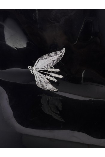 Kanatlı Model El Işi Telkari Gümüş Broş & Yaka İğnesi 