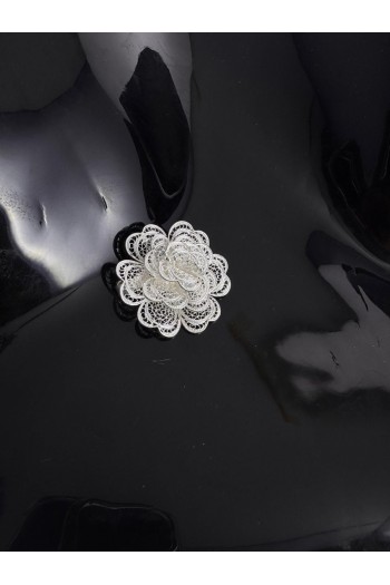 Kartopu Çiçeği motifi El Işi Telkari Gümüş Broş & Yaka İğnesi 