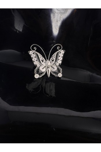 Kelebek Model El Işi Telkari Gümüş Broş & Yaka İğnesi 