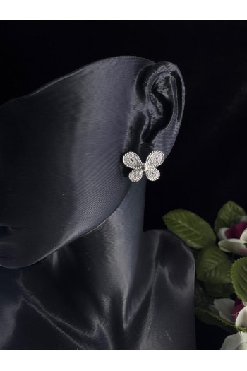 kelebek motifi çivili model el işi telkari gümüş küpe 