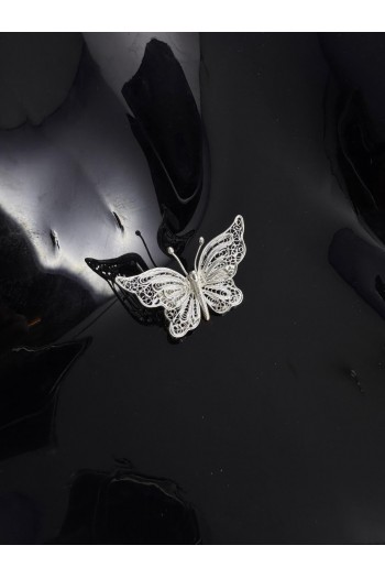 Kelebek motifi El Işi Telkari Gümüş Broş & Yaka İğnesi 