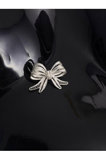 Kurdele motifi El Işi Telkari Gümüş Broş & Yaka İğnesi 