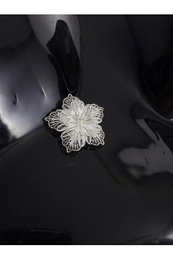 Lilyum çiçeği Model El Işi Telkari Gümüş Broş & Yaka İğnesi 