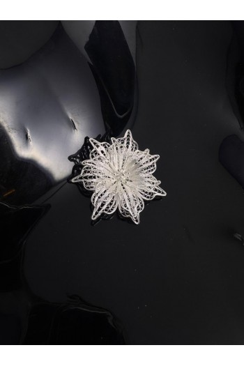 lotos çiçeği motifi El Işi Telkari Gümüş Broş & Yaka İğnesi 