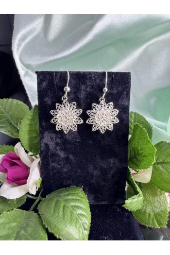 lotus çiçeği model 925 ayar telkari gümüş küpe