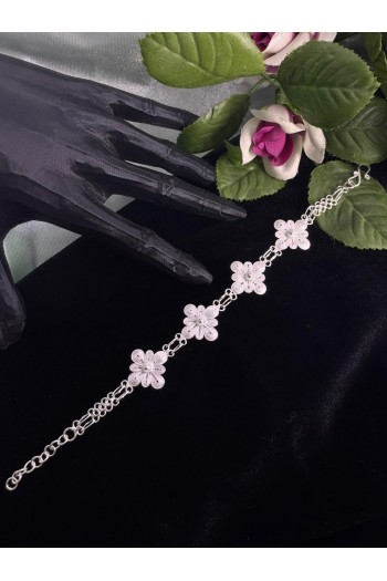 lotus çiçeği motifi El Işçiliği Telkari Gümüş Bileklik