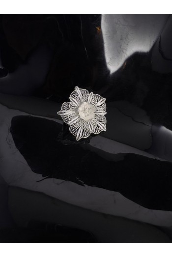 Lotus içi papatya Çiçeği  Model El Işi Telkari Gümüş Broş & Yaka İğnesi 