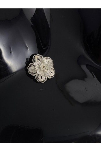 nergis Çiçeği motifi El Işi Telkari Gümüş Broş & Yaka İğnesi 