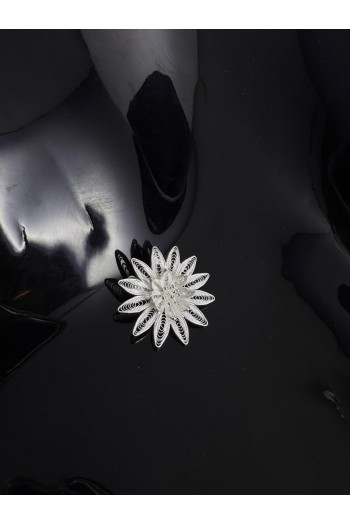 Nilüfer motifi El Işi Telkari Gümüş Broş & Yaka İğnesi 