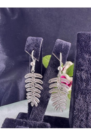 PALMİYE yaprağı model sallantılı model el işi telkari gümüş küpe 