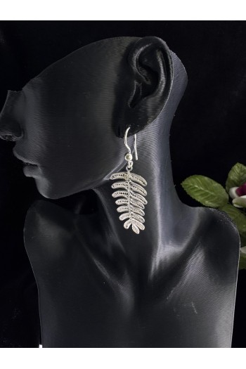 PALMİYE yaprağı model sallantılı model el işi telkari gümüş küpe 