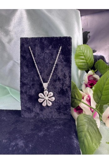 paptya motifi el işi telkari gümüş kolye