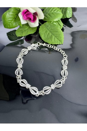 papyon motifi El Işçiliği Telkari Gümüş Bileklik