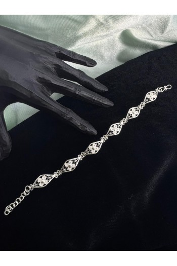 piramit model yonca motifi El Işçiliği Telkari Gümüş Bileklik