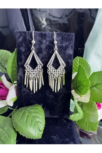 Piramit sallantılı model 925 ayar telkari gümüş küpe