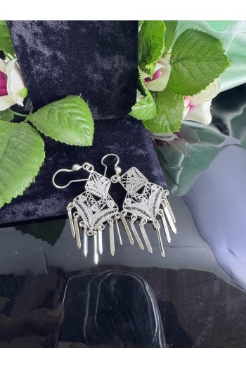 Piramit sallantılı model 925 ayar telkari gümüş küpe