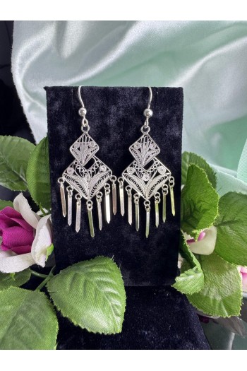 Piramit sallantılı model 925 ayar telkari gümüş küpe