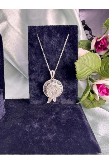 şapkalı model motifi el işi telkari gümüş kolye