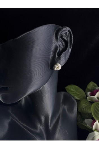 sarmal top motifi çivili model el işi telkari gümüş küpe 