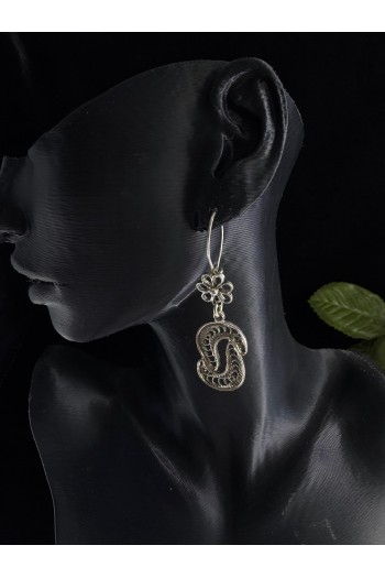 sonsuzluk model sallantılı model el işi telkari gümüş küpe 