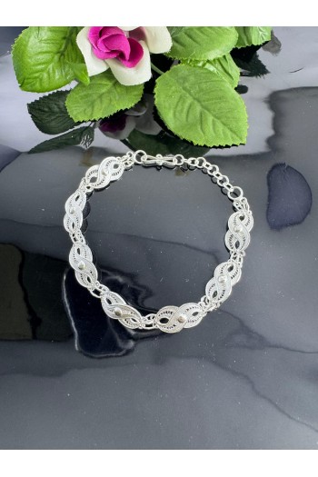 sonsuzluk motifli El Işçiliği Telkari Gümüş Bileklik