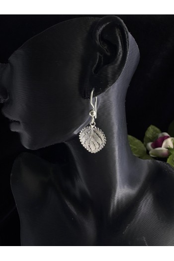 Yaprak model sallantılı model el işi telkari gümüş küpe 