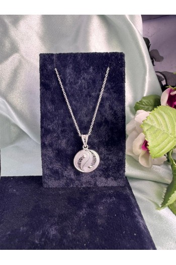 yin yang desenli  motifi el işi telkari gümüş kolye