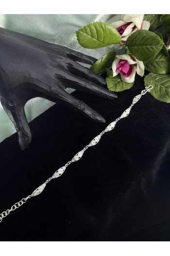 yuvarlak  desenli piramit motifi El Işçiliği Telkari Gümüş Bileklik