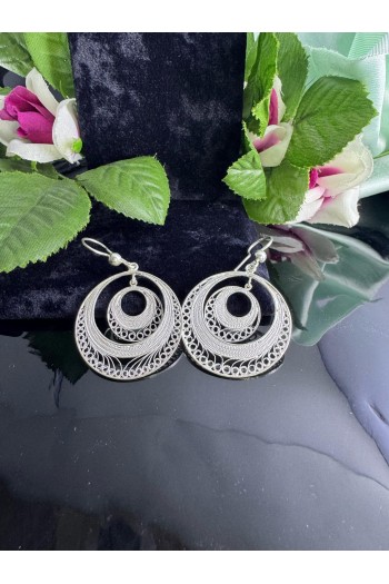 Yuvarlak model 925 ayar telkari gümüş küpe