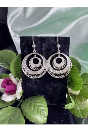 Yuvarlak model 925 ayar telkari gümüş küpe