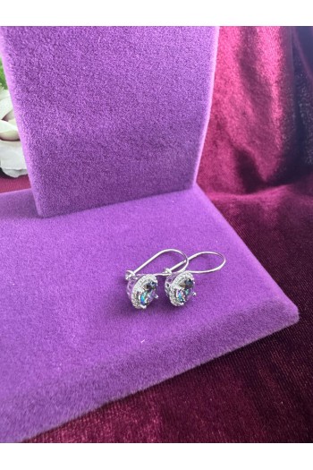 yuvarlak tasarım his zirkon taşlı 925 ayar gümüş küpe