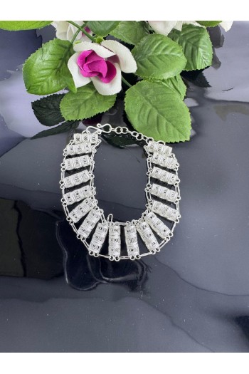 yuvarlak tekerlek desenli El Işçiliği Telkari Gümüş Bileklik