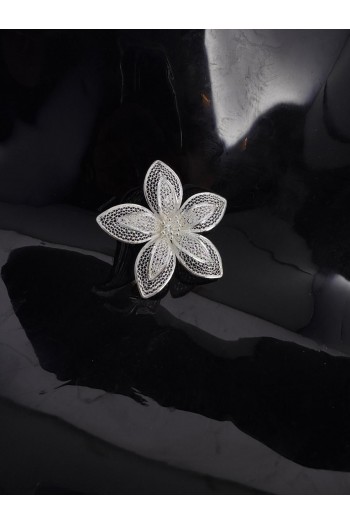 Zambak Motifi El Işi Telkari Gümüş Broş & Yaka İğnesi 