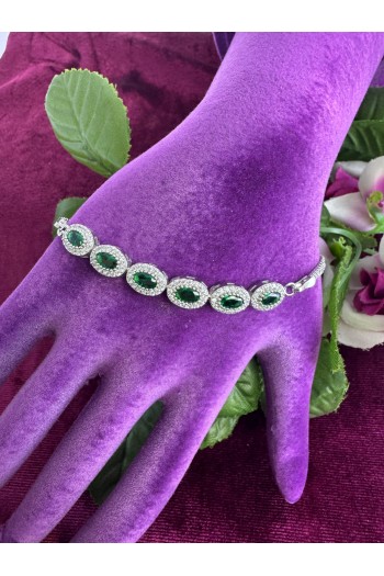 zümrüt yeşili zirkon taşlı 925 ayar gümüş bileklik