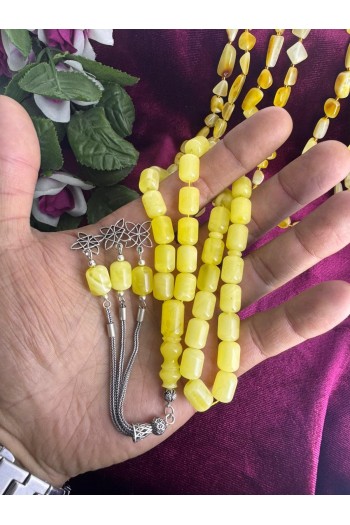 Damla Kehribar 925 ayar gümüş püsküllü büyük ölçü tertemiz fosilsiz tesbih 