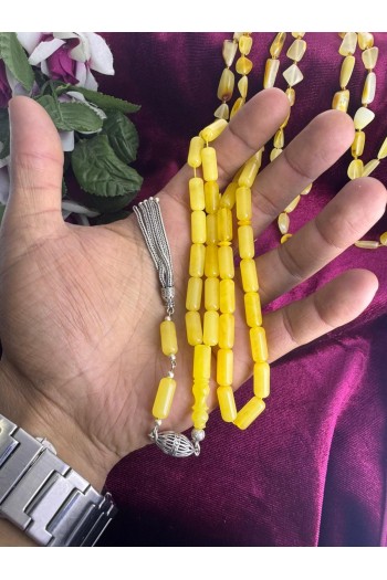 Damla Kehribar 925 ayar gümüş püsküllü temiz işçilikli fosilsiz tesbih 