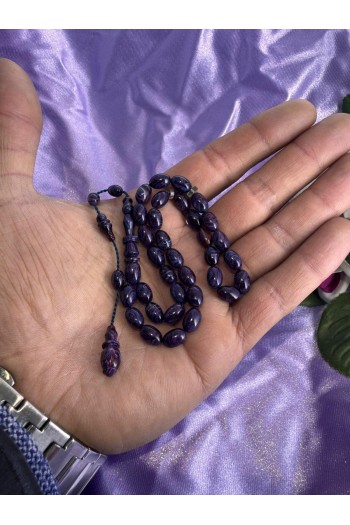 immame halkalı mavi hareli bilek boy sıkma kehribar tesbih