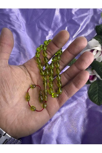 immame halkalı şeffaf yeşil bilek boy ateş kehribar tesbih